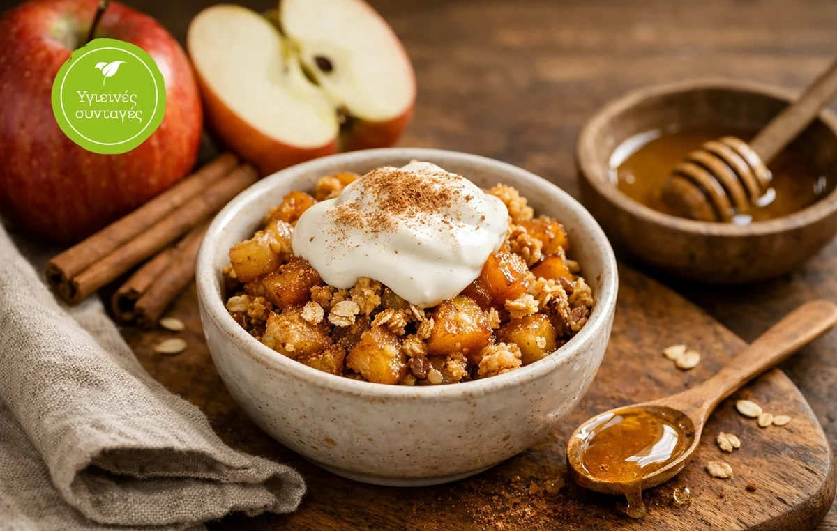 Θρεπτικό πρωινό: Apple crumble σε 5 λεπτά Θρεπτικό πρωινό: Apple crumble σε 5 λεπτά